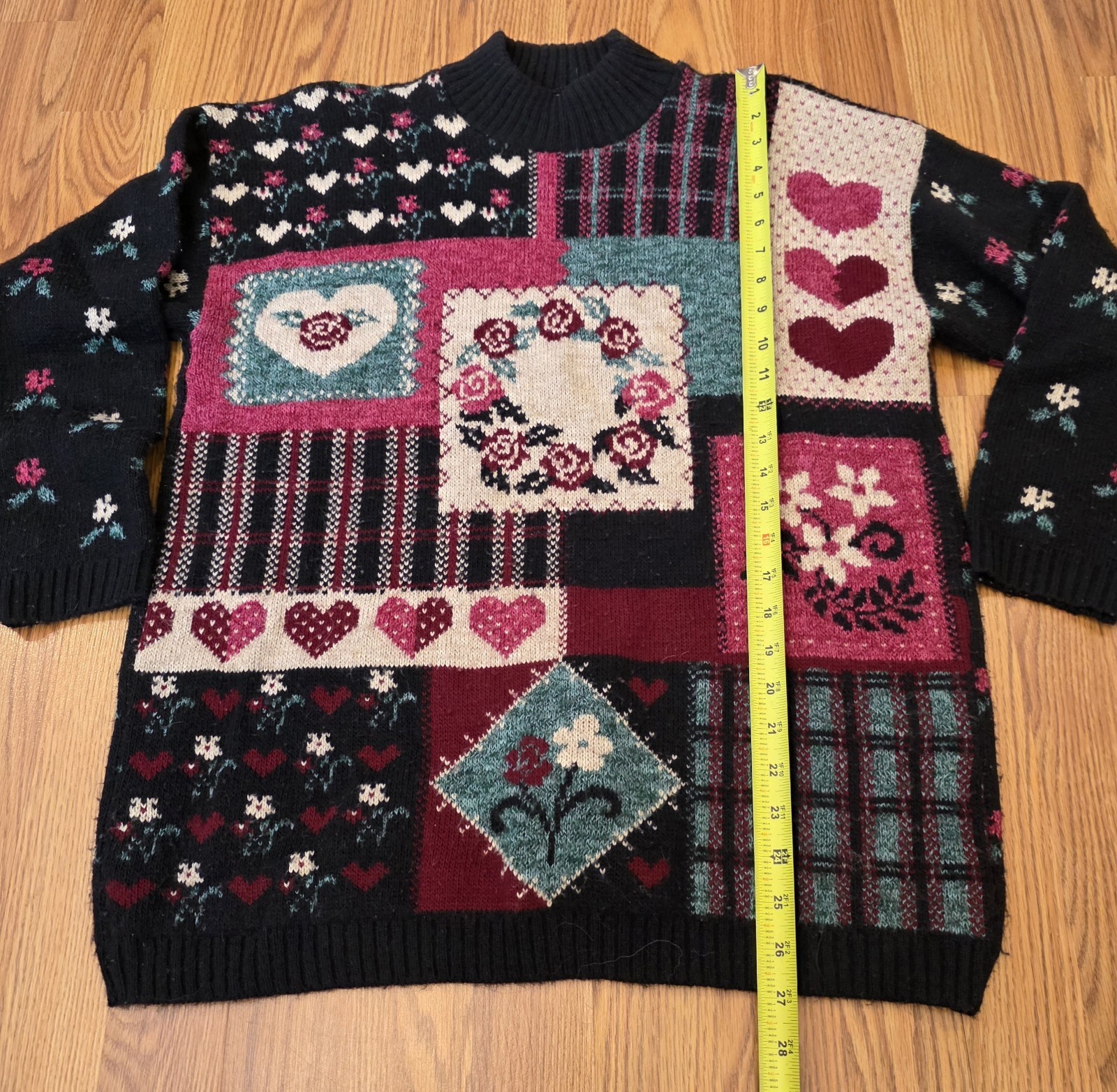 VTG Bugle Boy for Her Heart Patchwork Sweater Wom… - image 3