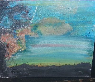 Abstract Landscape Painting on Canvas - Sky, Clouds, Small, Nature Art, Unframed