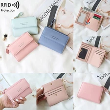Women Bifold RFID Blocking Genuine Leather Small Wallet Card Holder Mini Handbag