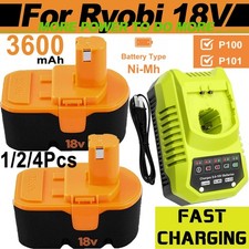 2Pack For Ryobi 18V PLUS 18 Volt Ni-Mh Battery P100 13022 ABP1801 P101 / Charger