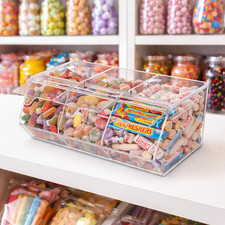 3 Section Acrylic Pick & Mix Sweet Dispenser Clear Candy Display Unit