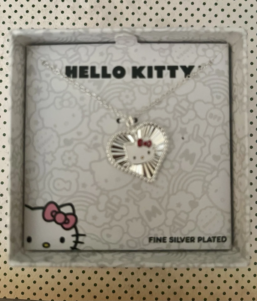 Collar Corazón Chapado en Plata Fina Hello Kitty NUEVO Foto 2 de 3