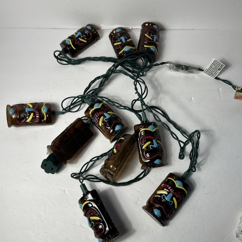 Máscara marrón Tiki cadena luces cara tribal colorida 10 cubiertas de luz con cable 8,5 pies - Imagen 4 de 6