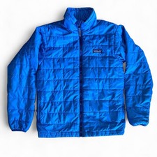 Patagonia Nano Puff Blue Zip Up Brick Quilt Puffer Jacket Kids Youth Large 12