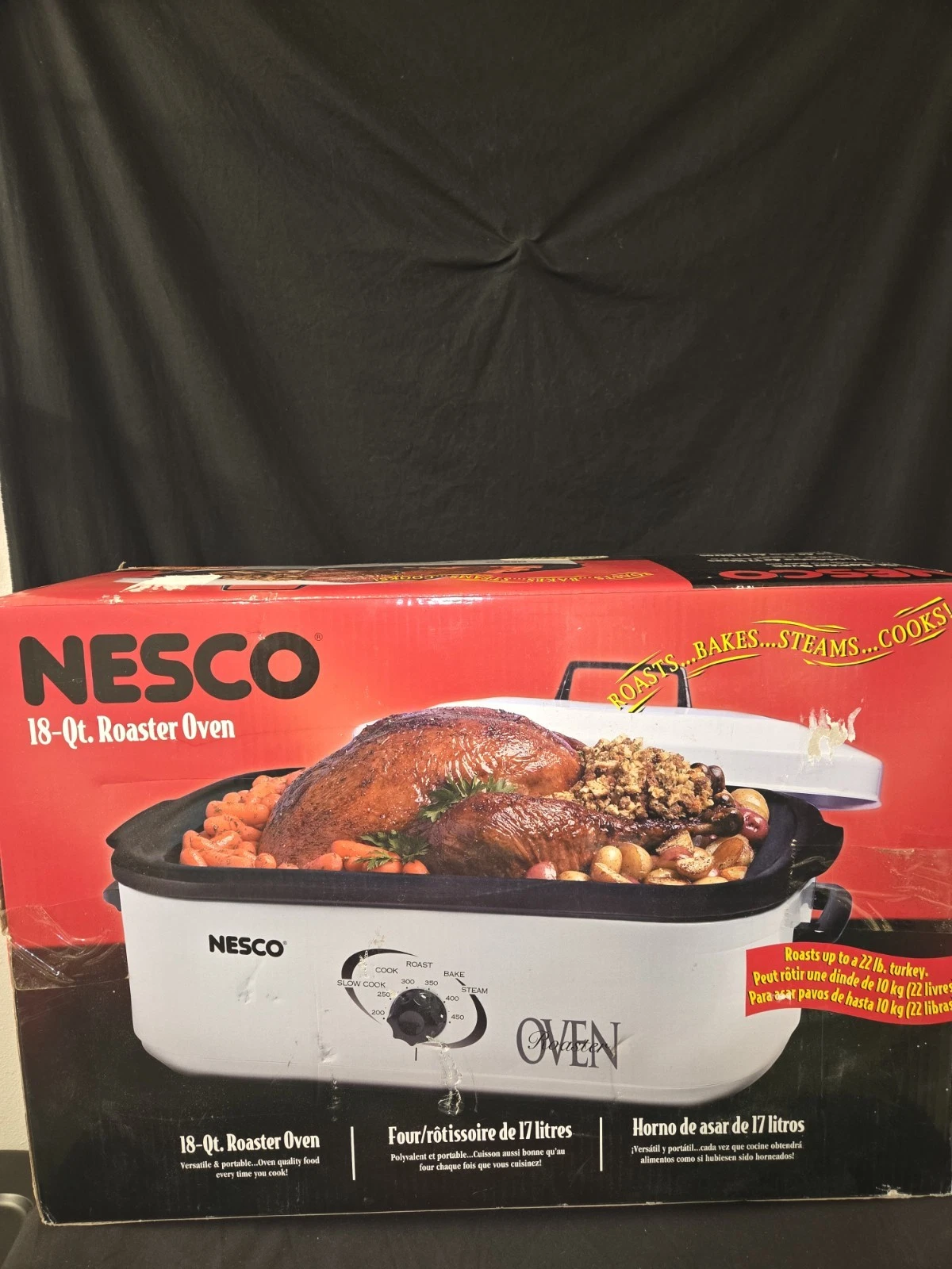 Vintage NESCO 18 Qt Roaster Oven Slow Cook Roast Bake Cook Steam 4808-14-30 NEW
