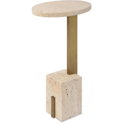 Uttermost 50369 Feranno 22 X 12 inch Travertine and Brass Accent Table
