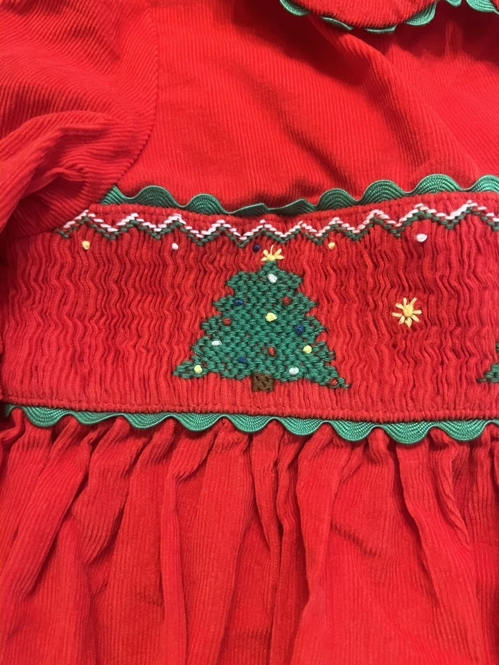 Marmellata Niñas Navidad Rojo Vestido Vacaciones Calado Ricrac Conjunto Talla 6 Foto 3 de 4