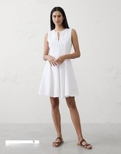 Banana Republic White Tie Front Linen Blend Mini Dress Size 0 NWT RT$130