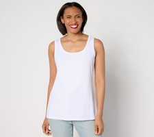 Isaac Mizrahi Live Women's Top Plus Sz 2X Essentials Pima Cotton White A641486