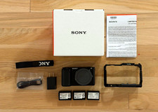 Sony ZV-E10 Mirrorless 4K Camera Body Black w/ 3 Batteries, Cage, Box - US Stock