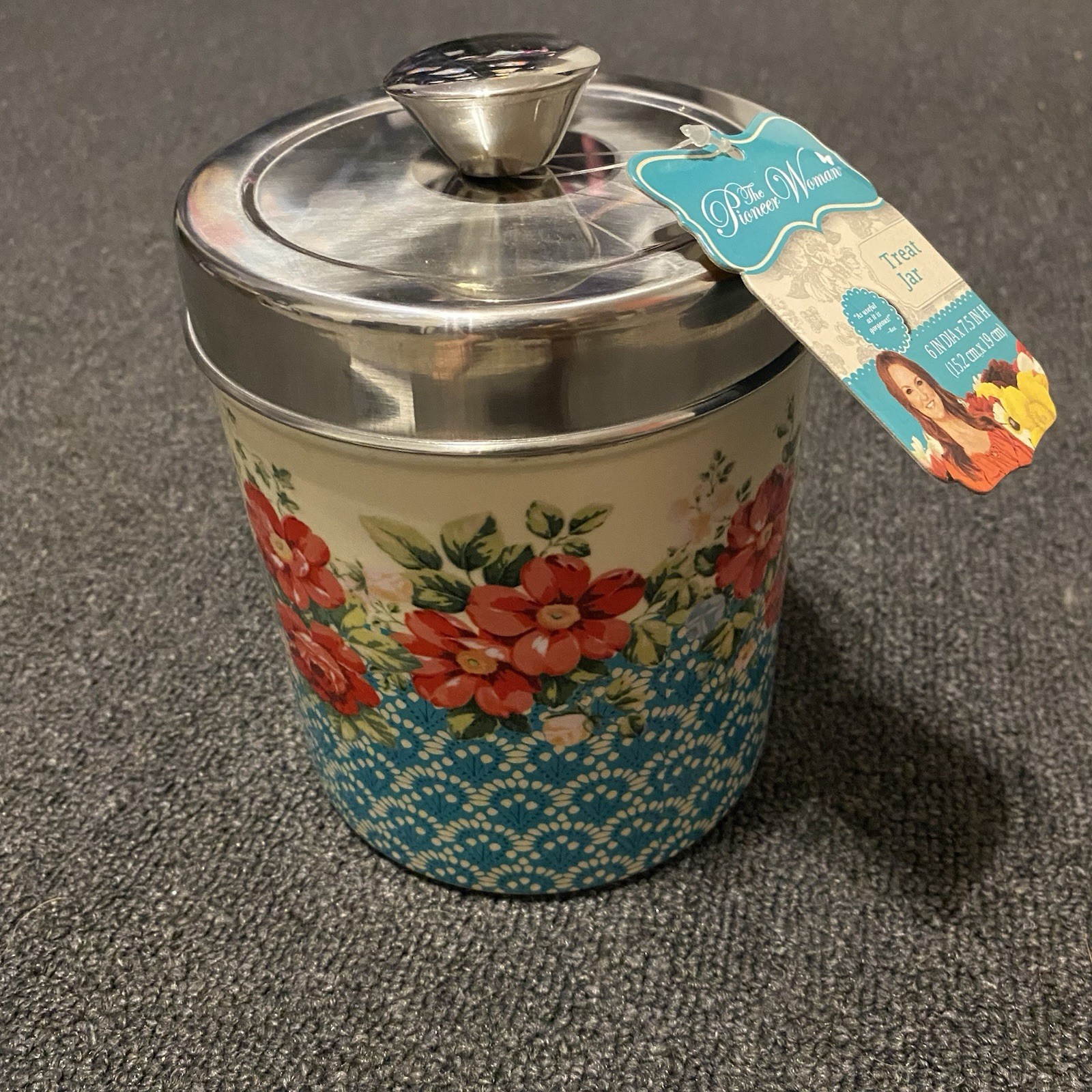 New w/Tags The Pioneer Woman VINTAGE FLORAL 80oz Pet Treat Jar 