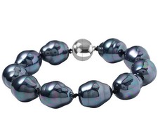 Peacock Colour Shell Bracelet(8) With Magnetic Clasp & Matching Earrings