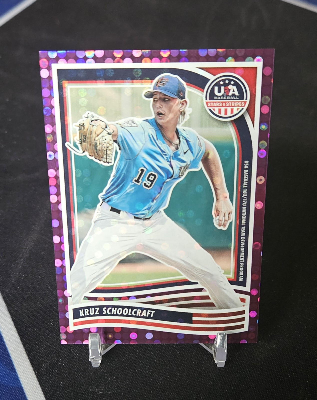 2024 Panini Stars & Stripes Kruz Schoolcraft 182 Purple Parallel 72/99