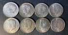 Lot of eight 40% Silver Kennedy Half Dollars 1966. 1967, 1968, 1969,  Circulated
