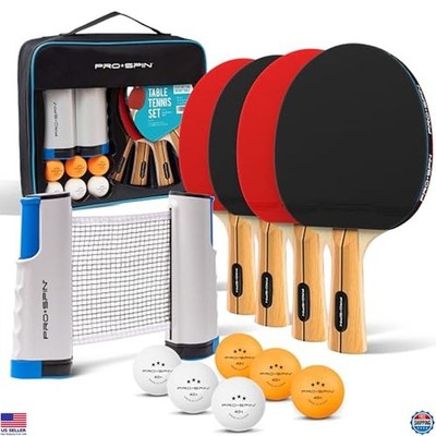 All-in-One Ping Pong Set - Retractable Net, Paddles, Balls, Storage Case