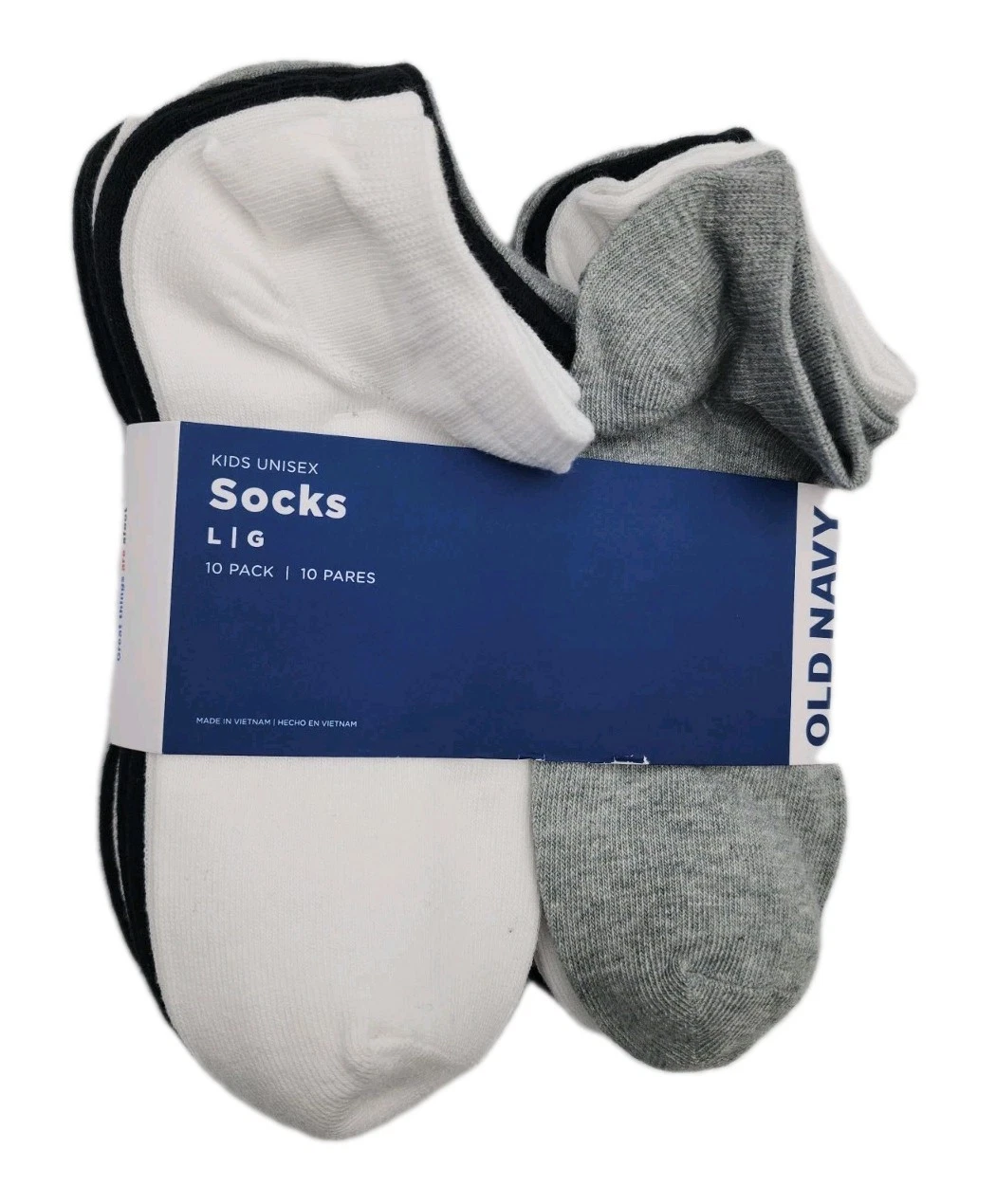 Old Navy 10-Pack Kids Size Large Unisex Multicolor Go-Dry Ankle Socks