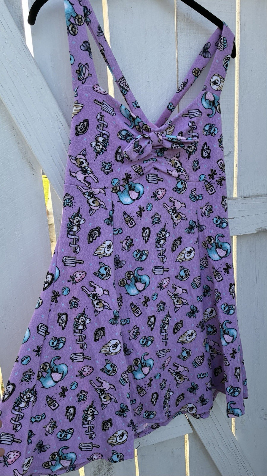 Midnight Hour Women's Purple Unicorn Graphic Print V-Neck Sleeveless Dress Sz XL