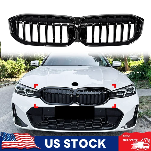 Single Slat Gloss Black Front Kidney Grille For 23+ BMW 3-Series G20 330i M340i