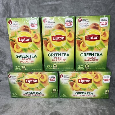 Lipton Green Tea Peach Paradise 0 Calories 20 Bags Per Box Pack of 5 EXP 3/2025