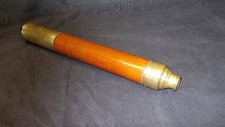 ANTICO MONOCOLO CANNOCCHIALE IN OTTONE E LEGNO