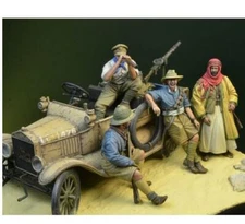 1/35 WWI ANZAC Desert 4 figures with Accessories (NOT HAVE CAR) toy Resin Model