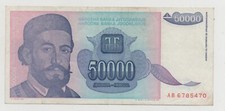 YUGOSLAVIA 50000 DINARA 1993 PICK 130 LOOK SCANS