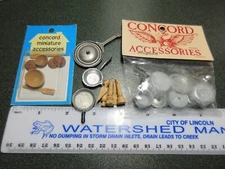 NEW + Concord Accessories Dollhouse Metal Pot Pan Bowl Spoon Fork Miniature 1:12