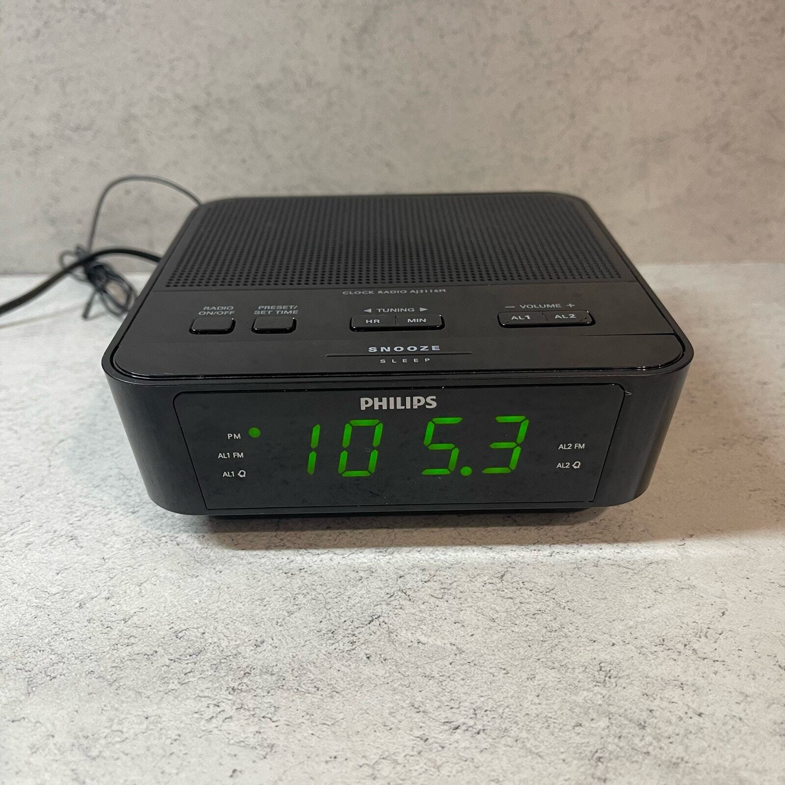 Phillips Digital Clock Radio Two Alarms Battery Backup
