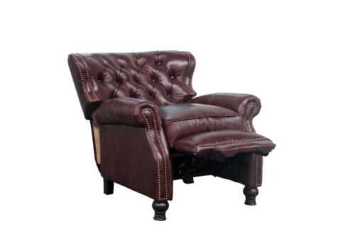 Barcalounger Presidential II Leather Manual Recliner Chair - Wenlock Fudge  - Picture 1 of 9