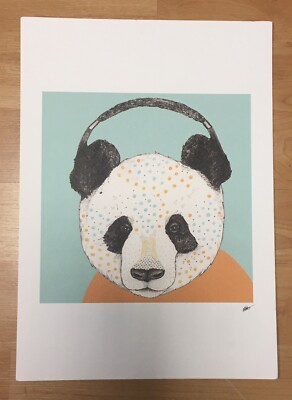 SANDRA DIECKMANN, SIGNED, POLKA DOT PANDA PRINT, A4, CHILDREN ILLUSTRATION