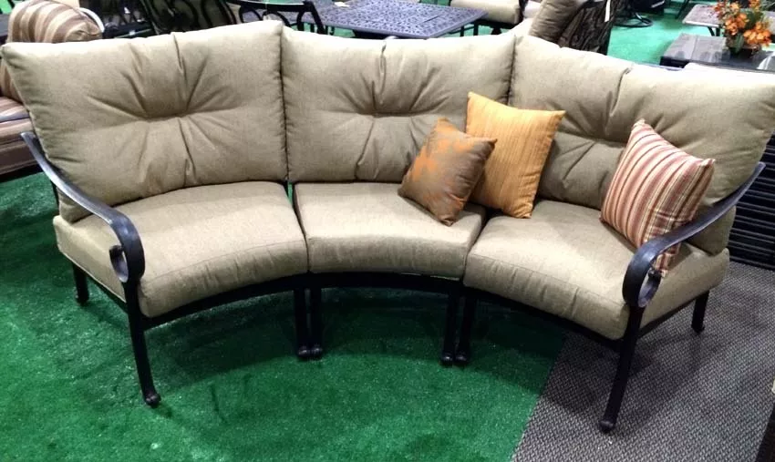 Patio sofa outdoor circular bench cast aluminum Santa Anita half moon seating