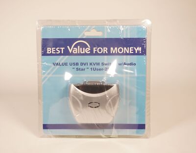 Original Value USB DVI KVM Switch w/Audio ''Star'' 1 User-2PCs silber in OVP