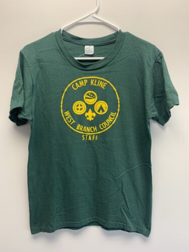 Vintage 50s 60s Boy Scouts Camp Kline Staff T Shirt Sz M BSA Single Stitch - Picture 1 of 6