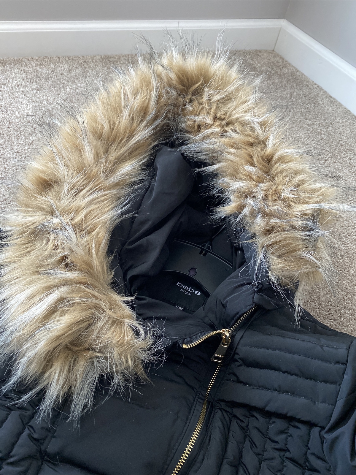 Bebe Long Down Winter Jacket With Removable Faux … - image 5