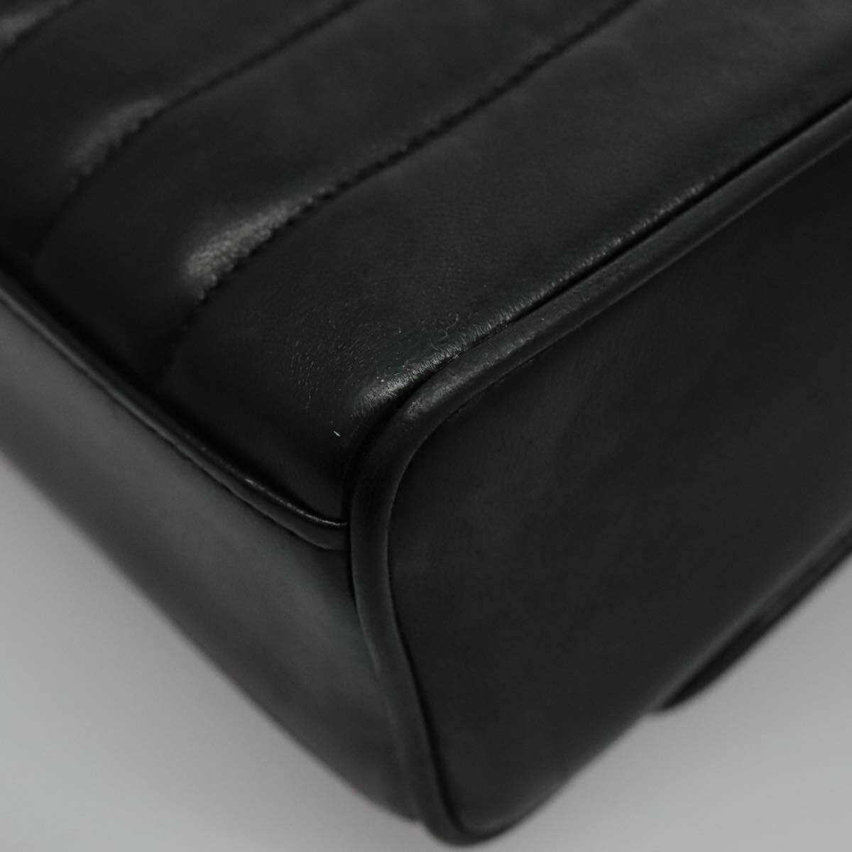 CHANEL Mademoiselle Shoulder Bag Lamb Skin Black Gold CC Auth yk15502AV