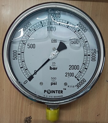 150MM Dial High Pressure Gauge Dual Scale 2100 BAR 30000PSI 1/2'' BSP Connection