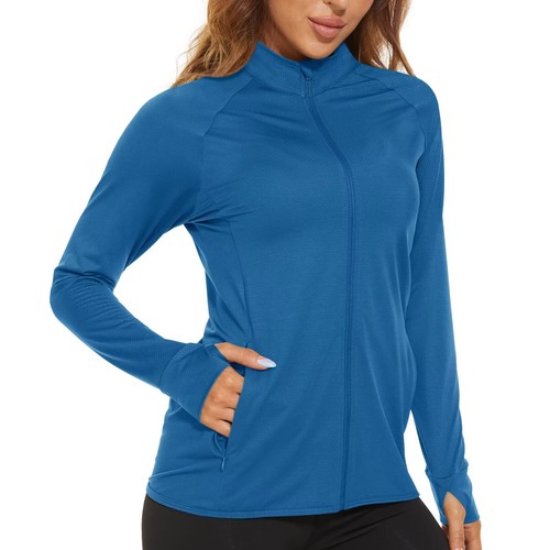 Women's UPF50+ Sun Protection Jacket Full-Zip Up Long Sleeve Lightweight Shirts - Picture 10 of 103