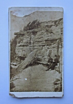 19. Jh. viktorianisches CDV Hastings Liebhabersitz Fairlight Foto Geschichte auf der Rückseite