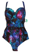 Torrid One piece Vixen Collection Swimsuit Size 1 14/16 Plus Galaxy NWT 