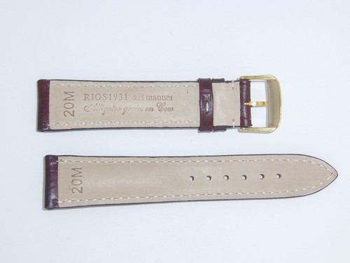 RIOS1931 Correa de Reloj de Grano de Caimán en Grabado 20 mm Caoba "NUEVO ORLEANS" - Imagen 3 de 3
