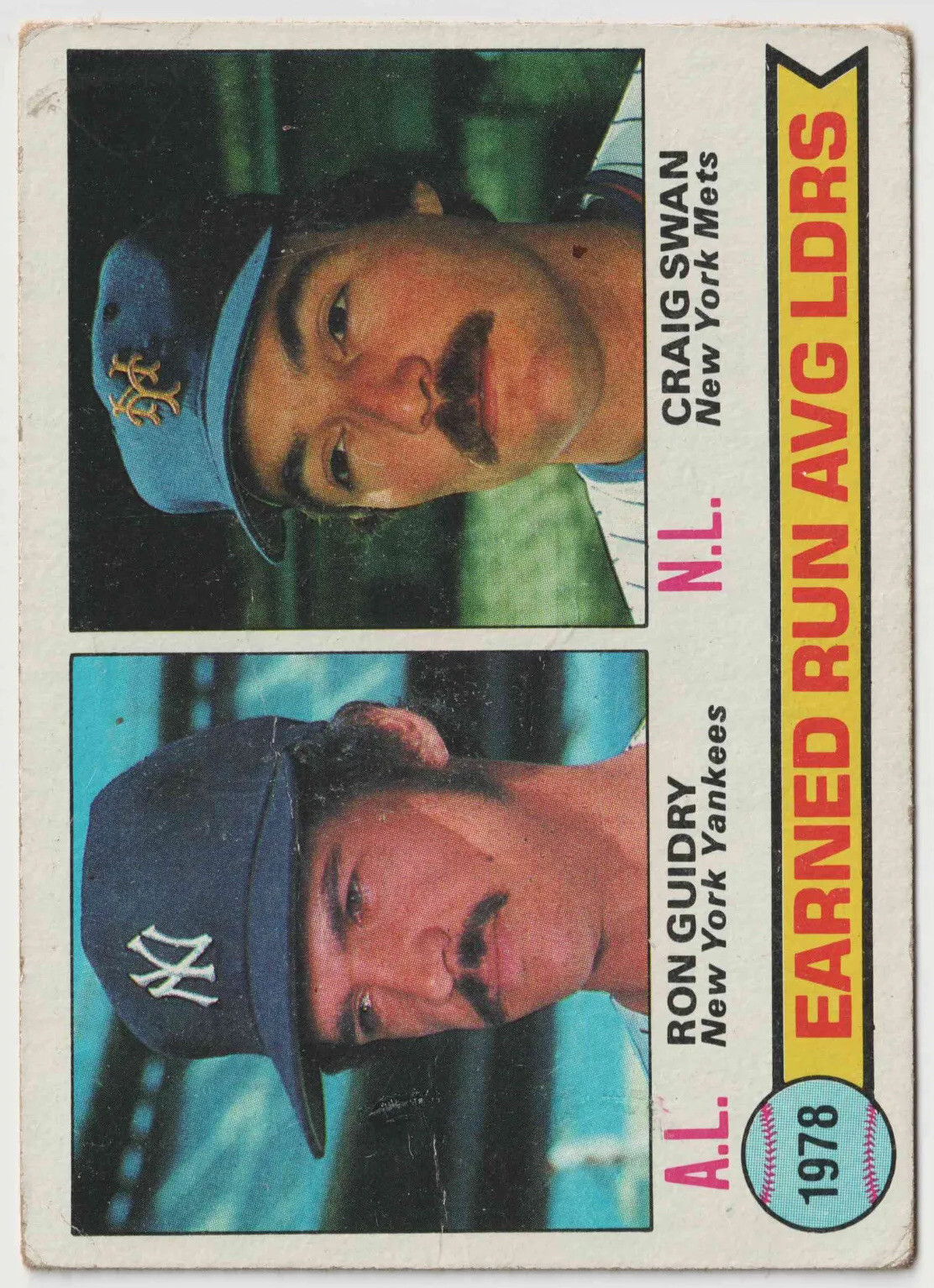 1979 Topps 7 Ron Guidry Craig Swan Yankees Mets Earned Run Avg Leaders