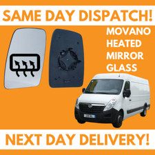 For Vauxhall Movano 2010-2020 Heated Door Wing Mirror Glass UK Left Side