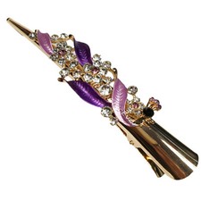 Peacock Metal Rhinestone Hair Clip Hair Clip Purple Violet Gold 7540b