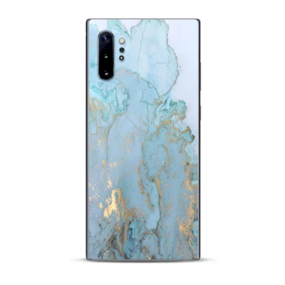 IT'S A SKIN Skins Decal Wrap for Samsung Note 10 Plus Teal Blue Gold White Marble Granite
