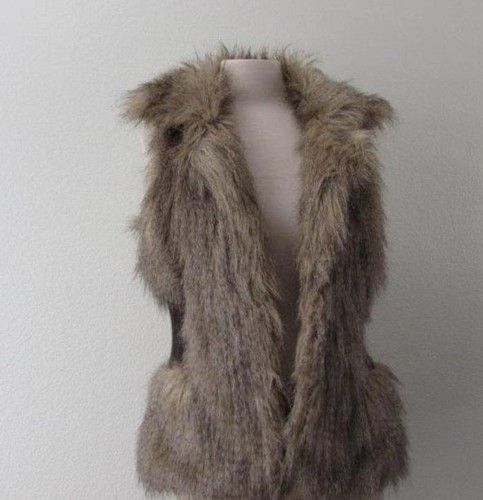 faux fur vest ribbed knit waist 