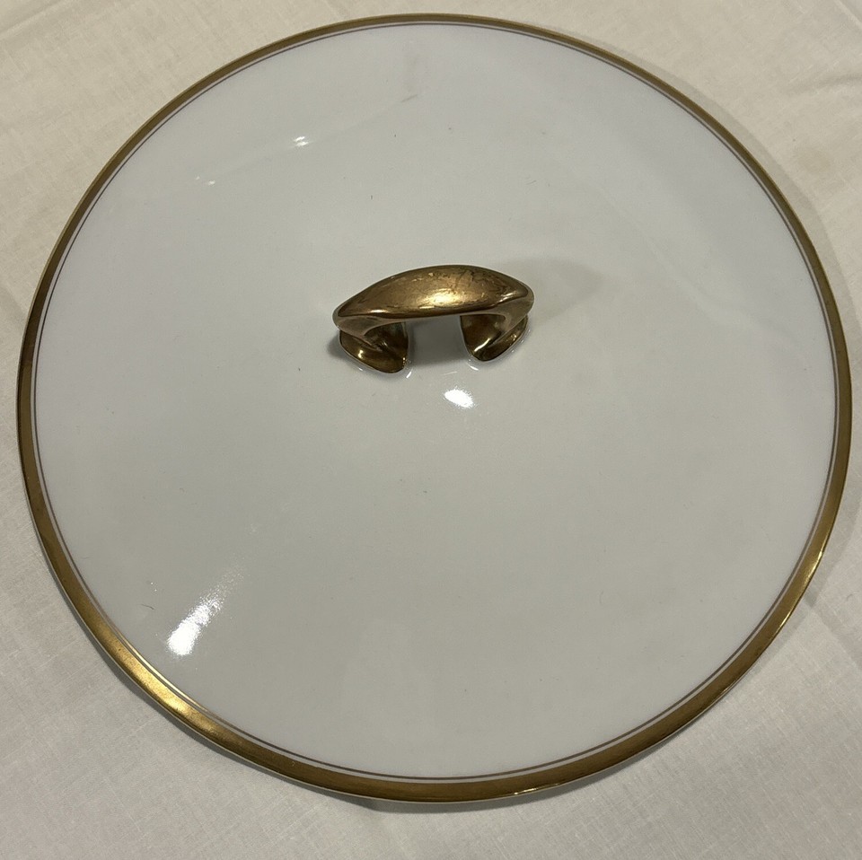 Antique SILESIA Germany Covered Vegetable Dish Serving Bowl With Gold