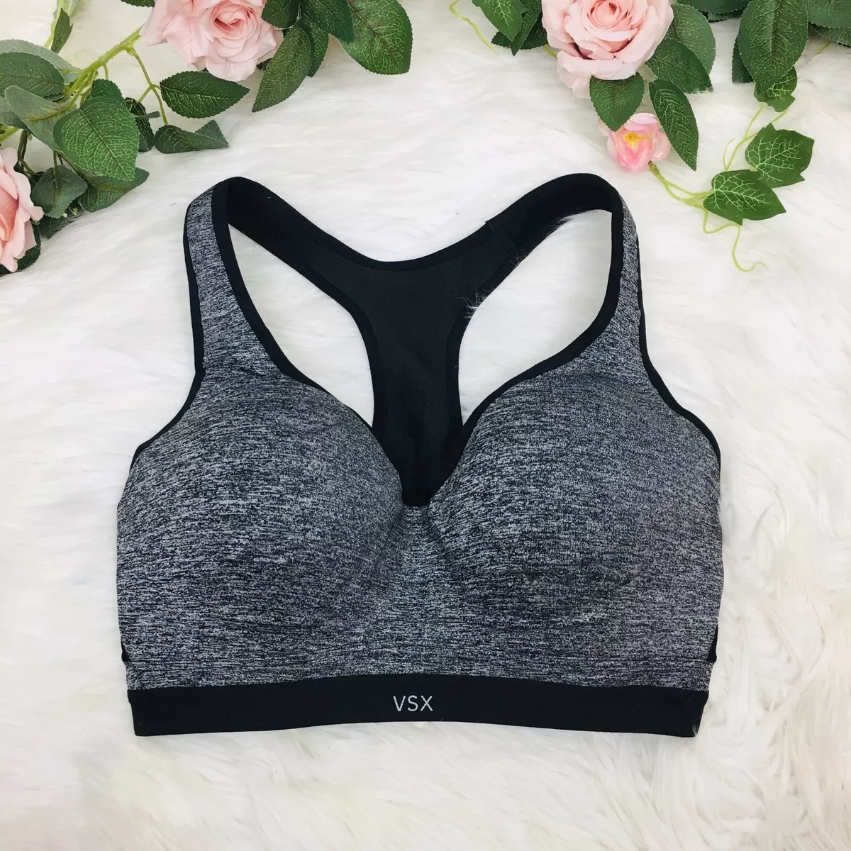 VSX, Intimates & Sleepwear, Vsx Sport Gray Padded Racerback Sports Bra  Womens Size 32dd Hook And Eye Adj