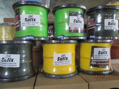 NEW Sufix 832 Advanced Superline Braid 65 lb 1200 Yds Hi-Vis Yellow 660-365Y