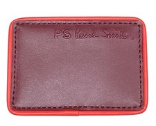 PS Paul Smith Leather Wallet Card Holder Merlot Logo Signature Embossed New