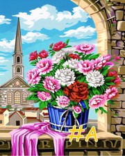 Beautiful Rose Church Printed Needlepoint Canvas FA77-2